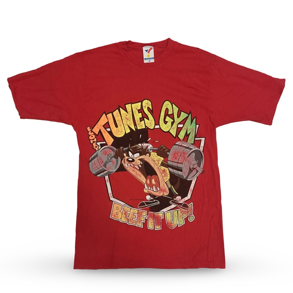 Vintage Looney Tunes L 1993 Taz Bugs Bunny Daffy gym weightlifting graphic tee